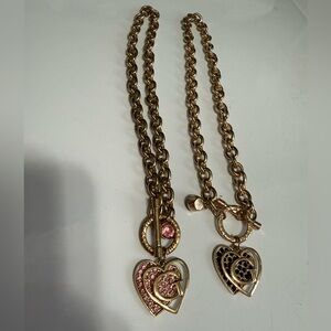 Set of 2 Guess Gold Heart Pendant Toggle Necklaces